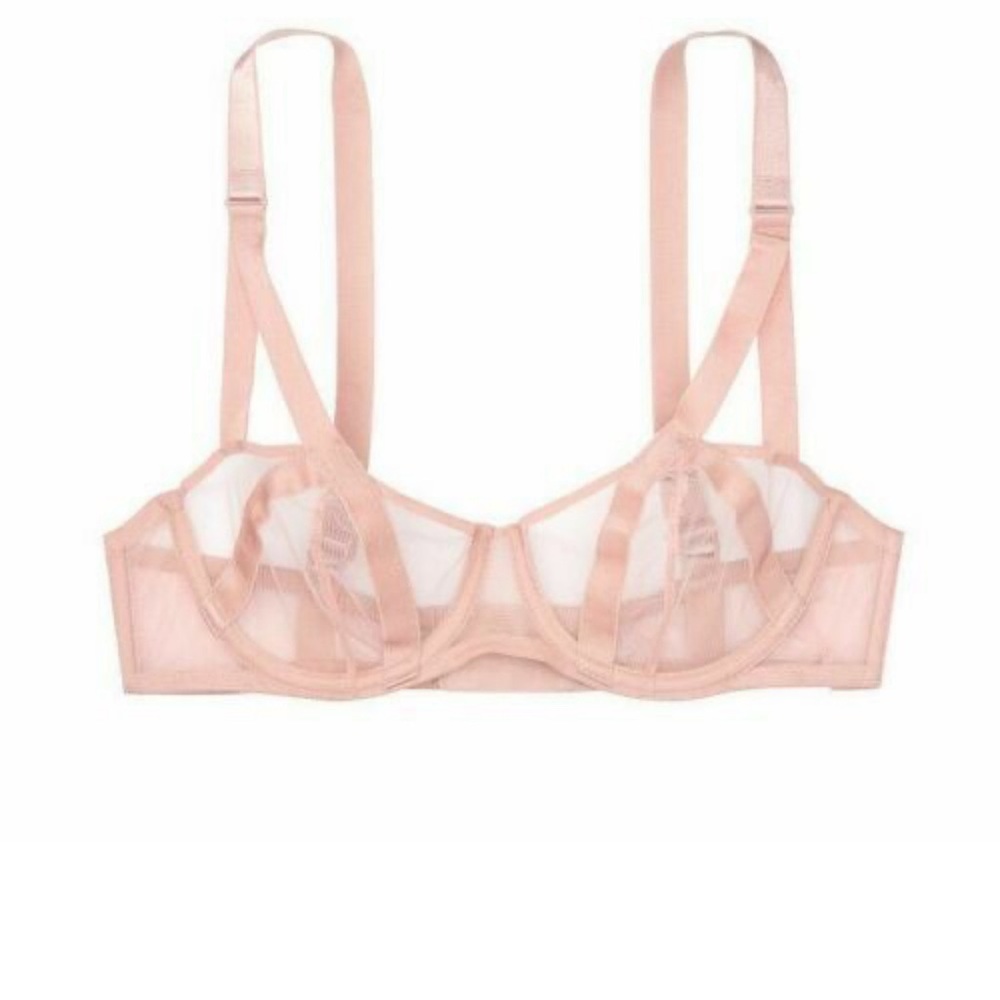 Victoria’s Secret Luxe Lingerie Unlined Mesh Balconette Caged Bra